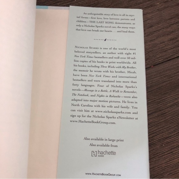 The Last Song by: Nicholas Sparks hardback book - Picture 6 of 7